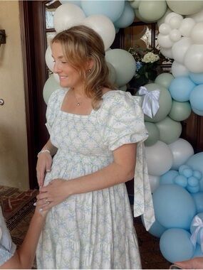 Smocked Puff Sleeve Midi Dress in Pastel Floral